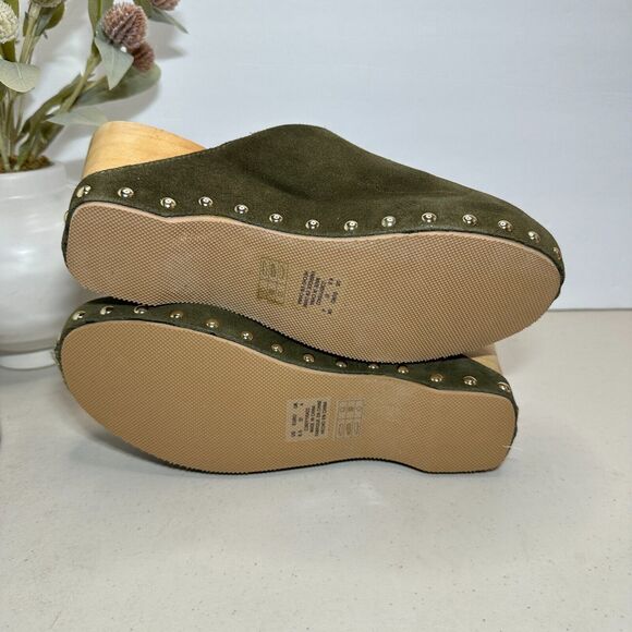 Kelsi Dagger Brooklyn Journal Clogs Suede Mid Heel Olive Women's 6.5 NWB - Picture 10 of 11